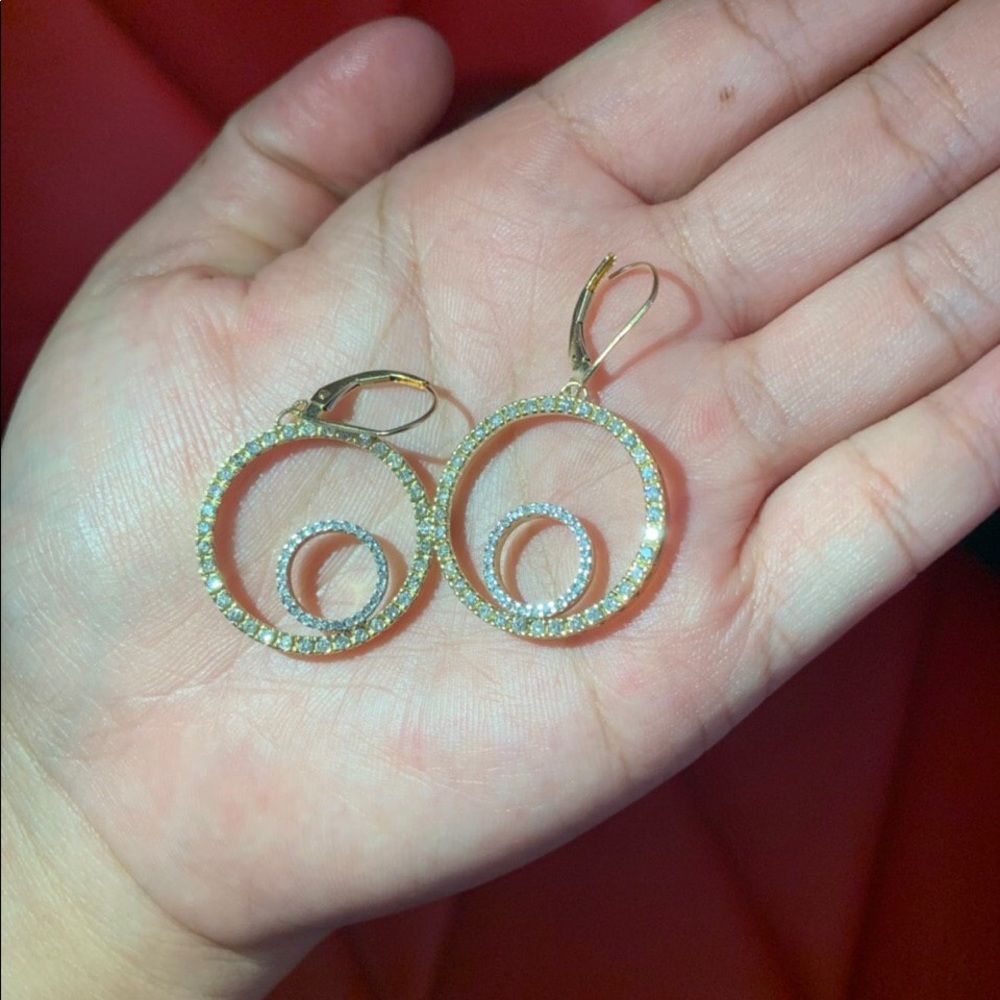 🌸14K White and Yellow Gold Eternity Earrings🤩